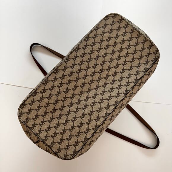 Michael Kors Signature Emry Large Tote Bag Zip Closure Shoulder Handbag Brown - Picture 6 of 13